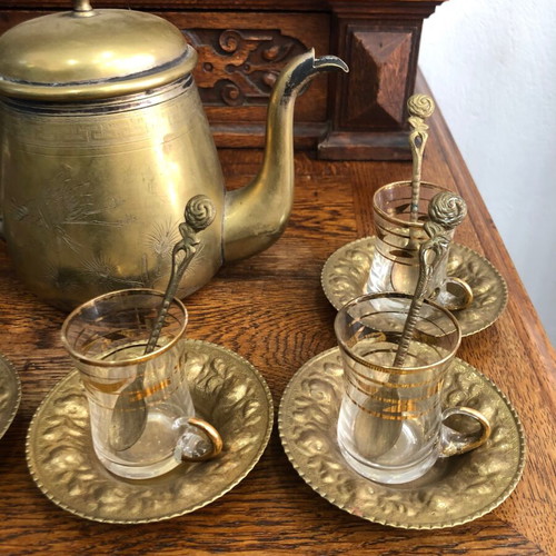 Old Turkish tea set used in good condition