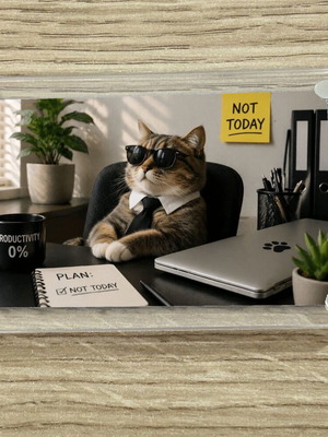 Ακρυλικό Μαγνητάκι ψυγείου Productivity 0 Cat Office Meme καινούργιο