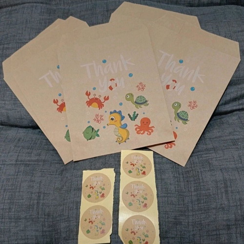 Thank You Paper Envelopes new, pack of 5 with stickers