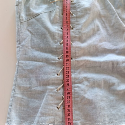 Vintage crop top corset style large turquoise cotton denim like new