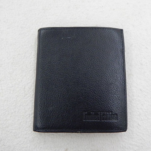 Leather wallet, unused, with compartments for bills, coins, cards, and documents