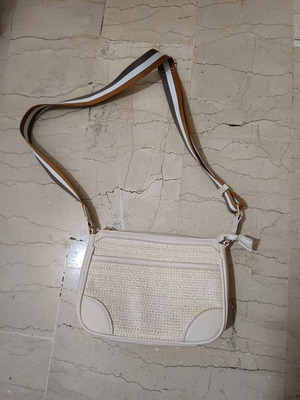 Crossbody bag used, white and beige