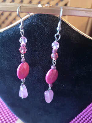 Handmade earrings with pink beads new