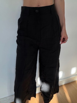 Zara Wide Fabric Pants black like new, size S
