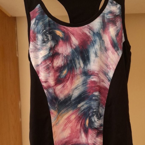 Sleeveless Gym Top Black with Tie Dye Size M