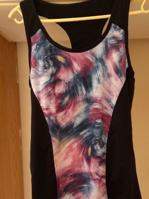 Sleeveless Gym Top Black with Tie Dye Size M