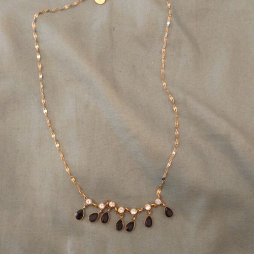 Necklace gold with black stones, new