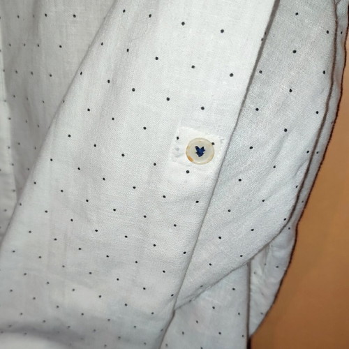 Zara white men's shirt size M like new with Mao collar and polka dot