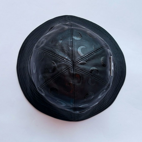 Marine Serre leather bucket hat used, black with moon print