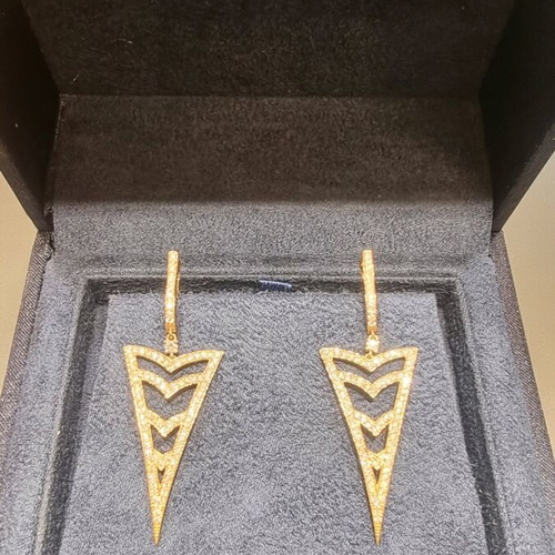 18K rose gold earrings with brilliant cut diamonds new