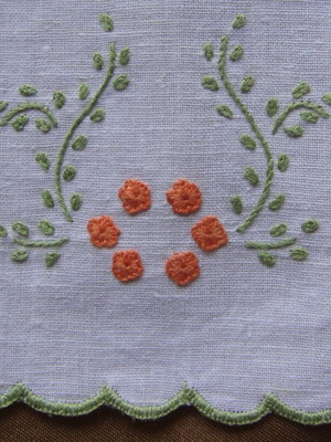 Vintage ‘90s Summer Mood linen embroidery set new with 6 napkins