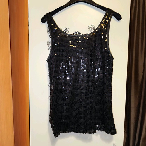 Women's tanktop with bolero twin set new, black with sequins