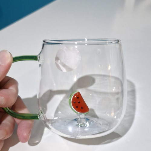 Glass mug with 3D watermelon design, 350 ml