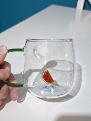 Glass mug with 3D watermelon design, 350 ml
