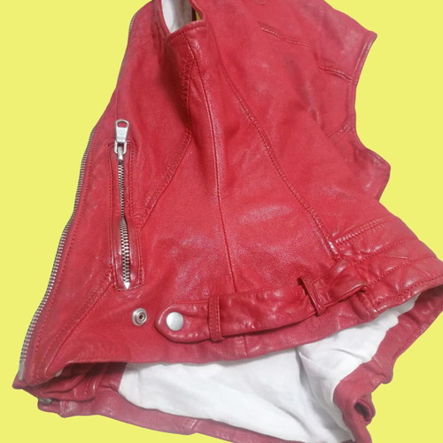 Freaky Nation red leather vest used, rock retro style