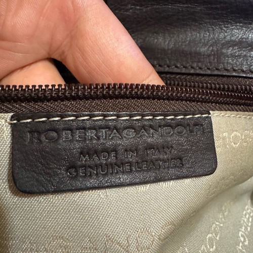 Italian designer brown leather shoulder bag like new