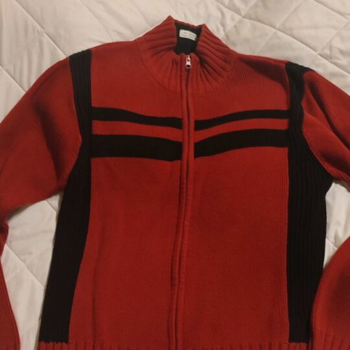 Tantum ON men's zipper sweater size M like new, red and black