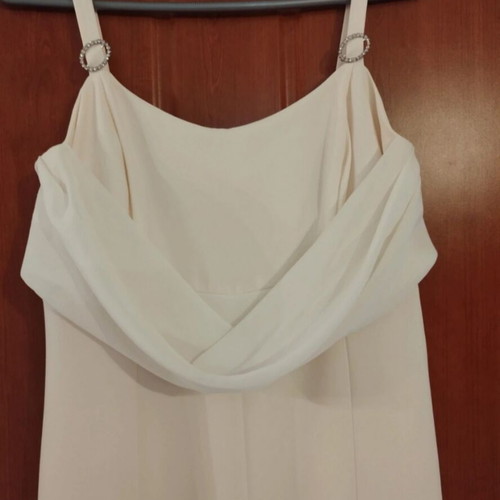 Wedding dress, cream color, long elegant with decorative ring straps