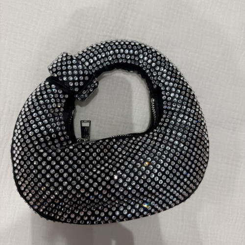 Crystal hand bag like new, black shiny