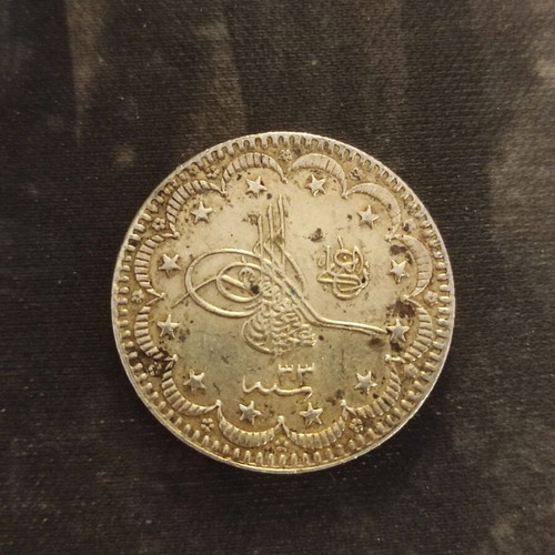 Silver coin 5 Kourous Ottoman Empire 1907 like new