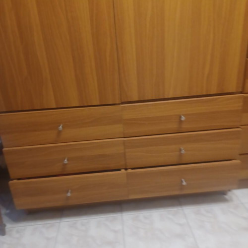 Clothing wardrobe new, 2 doors, 6 drawers, walnut color