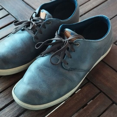 Timberland men's leather casual shoes navy used, size EU 45-46