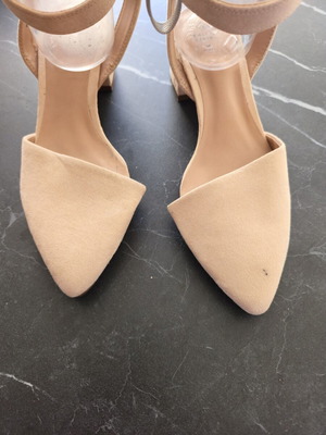 Call It Spring beige faux suede pumps with ankle strap, size 39