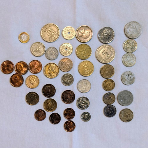 Greek and foreign coins used, set of 39