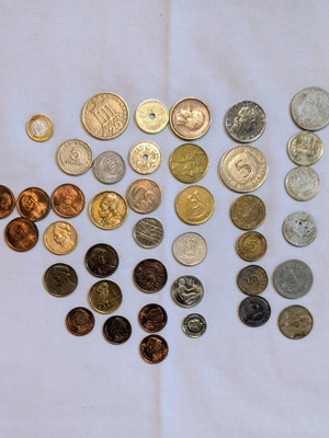 Greek and foreign coins used, set of 39