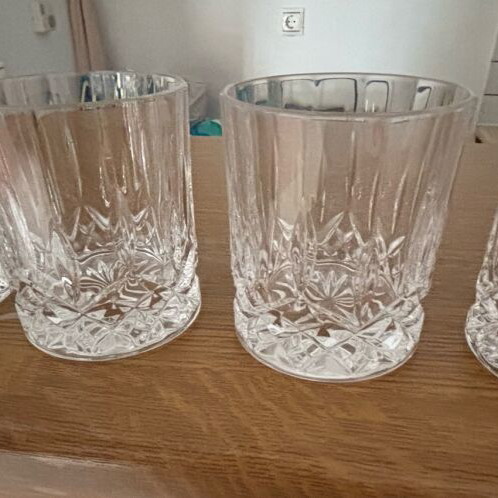 Zulovits Crystal Glasses vintage with carved design, new