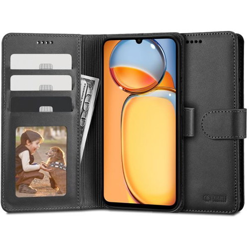 Tech-Protect Matte Wallet case for Xiaomi Redmi Note 14 4G new, black leatherette