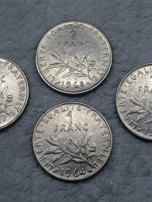 French coins used, set of 4 pieces
