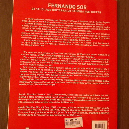 20 Studies for Guitar Fernando Sor like new