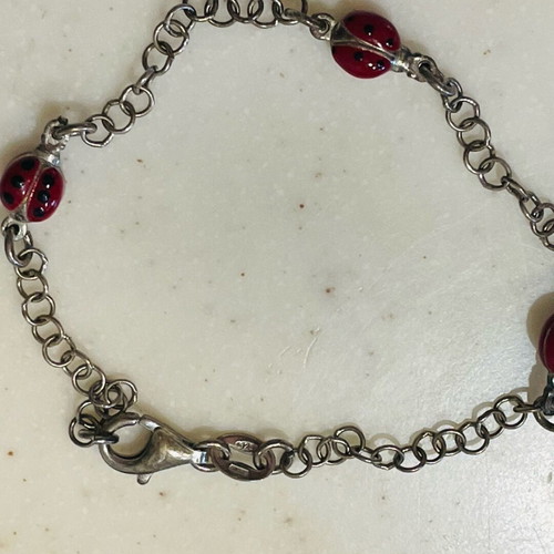 925 silver bracelet with ladybugs