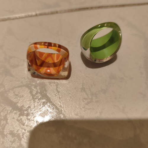 Colorful 90's rings like new, set of 2
