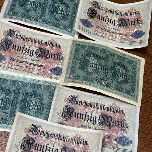 50 Mark 1914 banknotes, lot