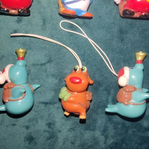 Kinder Surprise figures used, pack of 6 Christmas ornaments