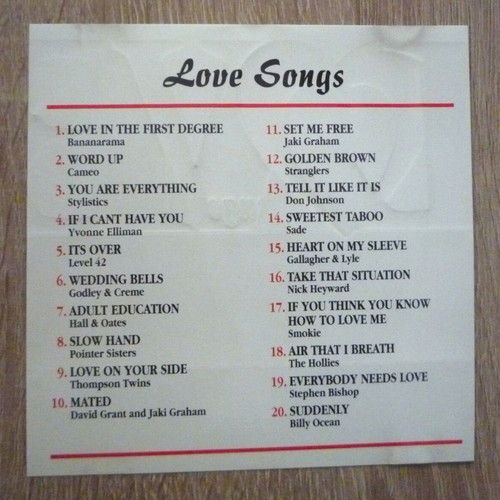 Love Songs CD used, disc and covers only without case