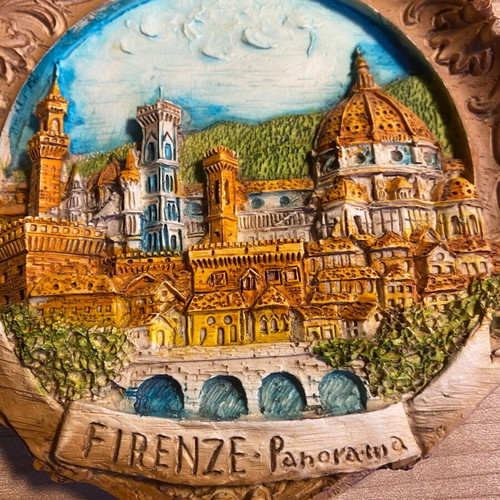 Collectible ceramic plaque from Florence like new, 14.5 cm