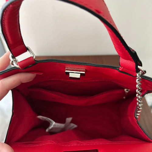 Stradivarius Red Handbag New with Silver Details
