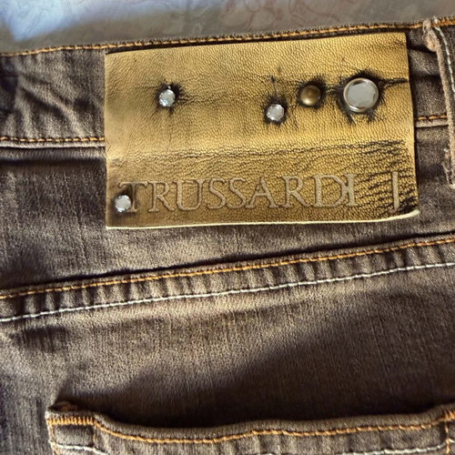 Trussardi vintage women's jeans, size S, brown