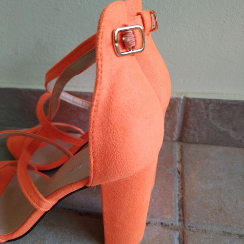 Fluorescent orange sandals new, size 38