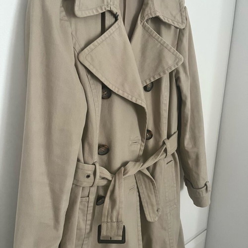 Zara trench coat large used, 100% cotton beige