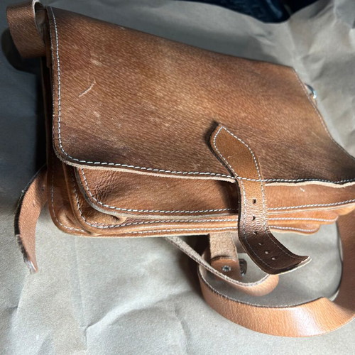 Leather bag vaketa crossbody new, beige and brown