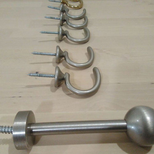 Curtain support bases set used, 8 bronze pieces, silver and gold