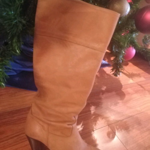 Camel leather boots used with lug sole and 7cm heel size 39