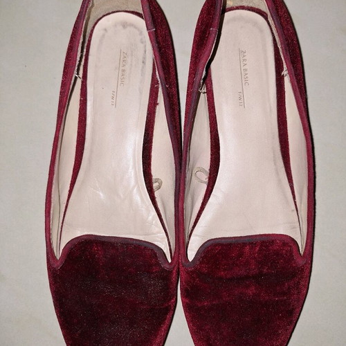 Zara velvet ballerinas size 37 like new, multicolor