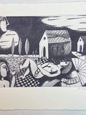 Vasilis Sperantzas Signed Numbered Chalcography 30x35 cm