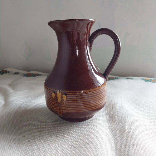 Bulgarian ceramic vintage small jug, handmade from the 70s