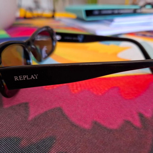 Replay Y2K Sunglasses Black Oval Frame new